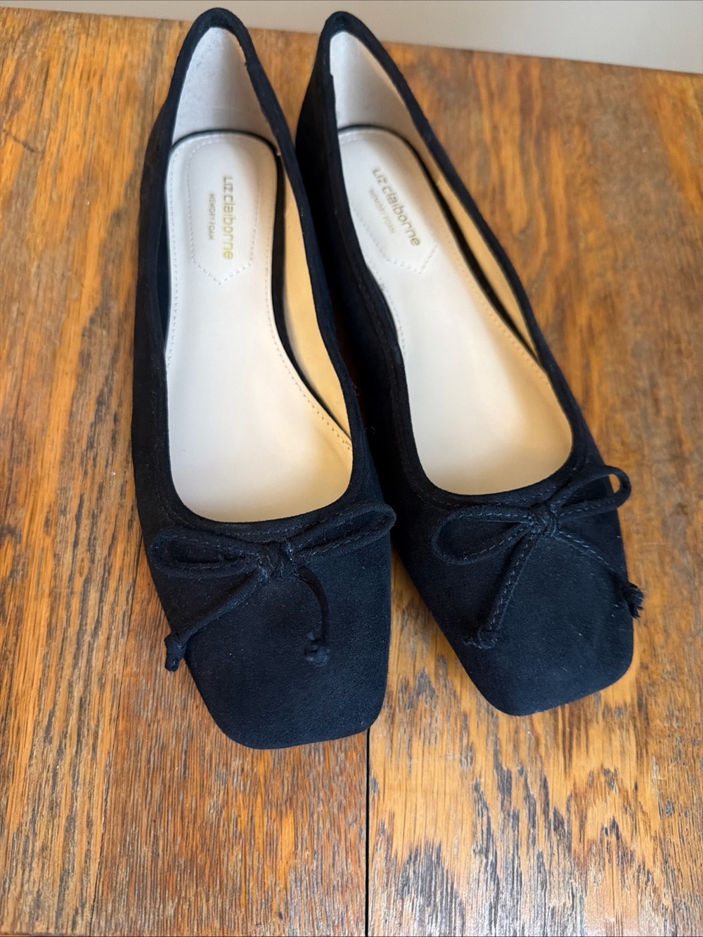 Women's Liz Claiborne 8 Flushing Square Ballet Flats - Black - Faux Leather Sz 6